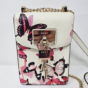 DKNY Elisa North-South Butterfly print leather crossbody mini bag